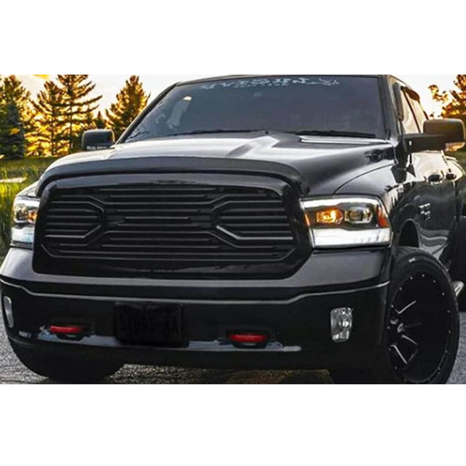 Front Grill for 2014-2018 Dodge RAM 1500 Mesh Grill Big Horn With Letters Black