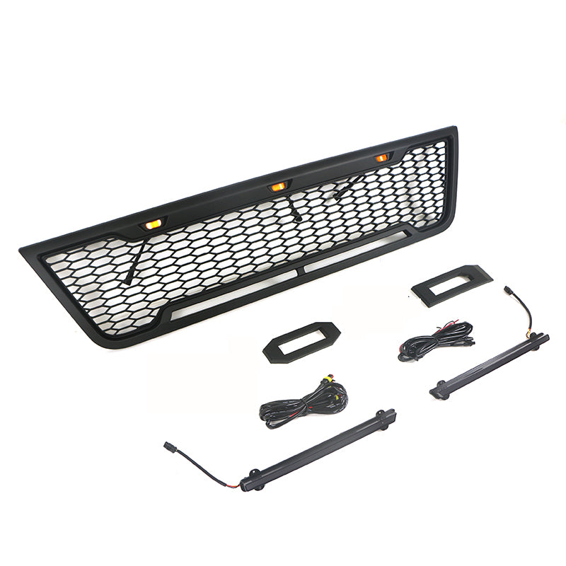 Front Grille For 2003-2007 E150 E250 E350 Matte Black Grille With Light Bar