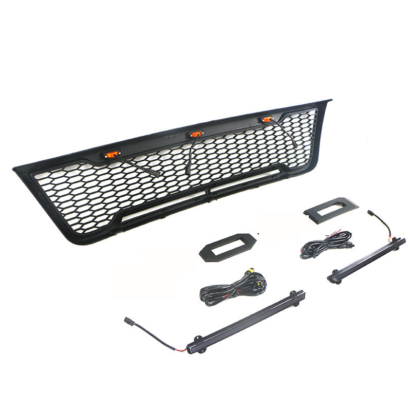 Front Grille For 2003-2007 E150 E250 E350 Matte Black Grille With Light Bar