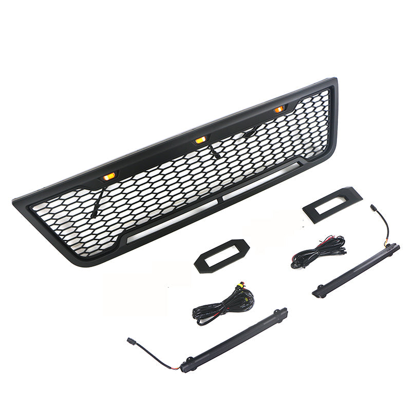 Front Grille For 2003-2007 E150 E250 E350 Matte Black Grille With Light Bar