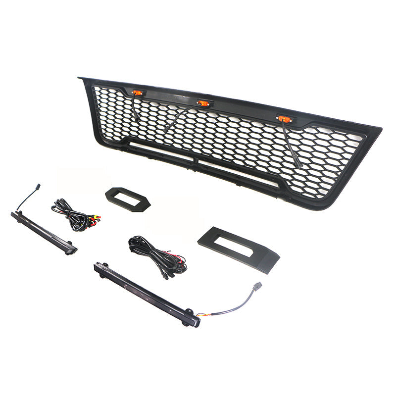 Front Grille For 2003-2007 E150 E250 E350 Matte Black Grille With Light Bar