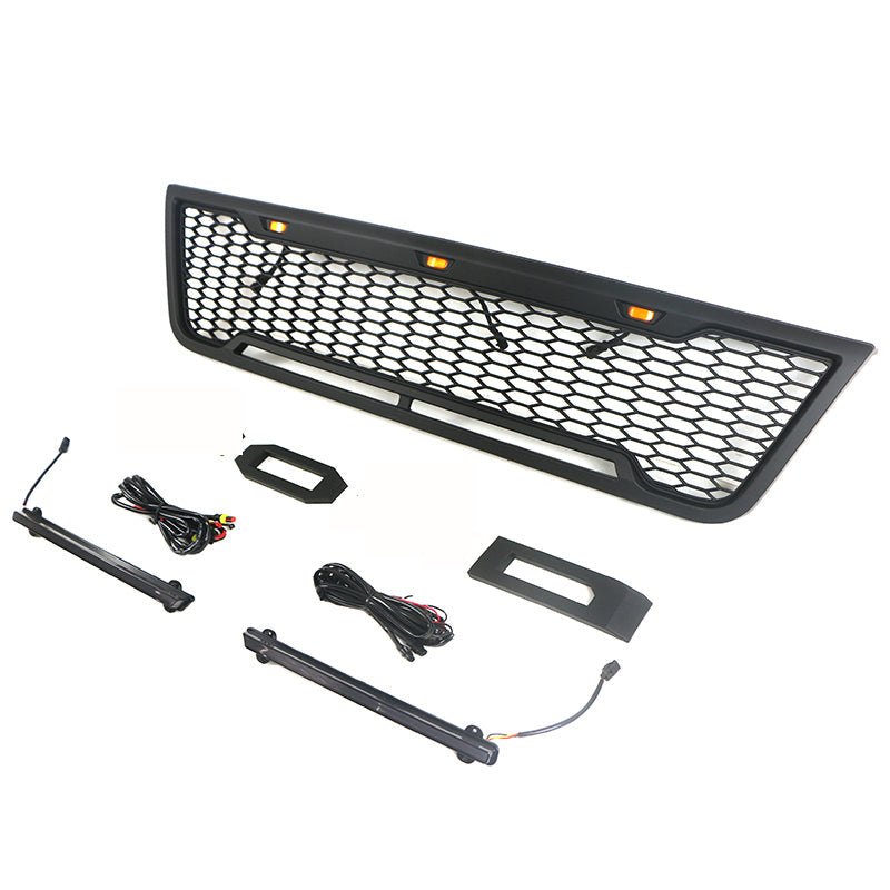 Front Grille For 2003-2007 E150 E250 E350 Matte Black Grille With Light Bar